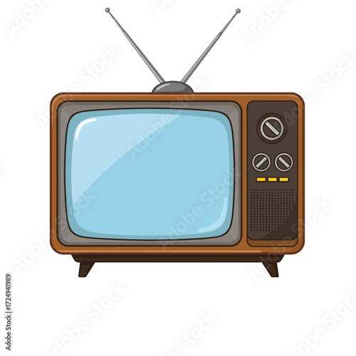 Vintage television with antennae a classic retro appliance illustration