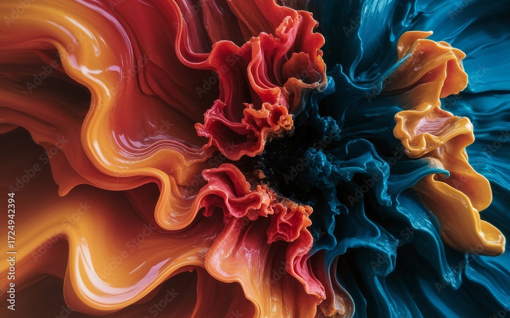 Obraz premium Abstract Fluid Art Vibrant Colors and Swirling Patterns.