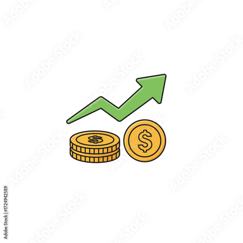 Financial growth illustrated with a rising graph and golden coins