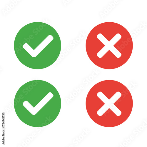 Green check marks and red x symbols displayed in circular icons