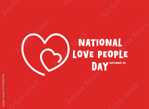 National Love People Day. September 30. Red background. Banner, card, background.