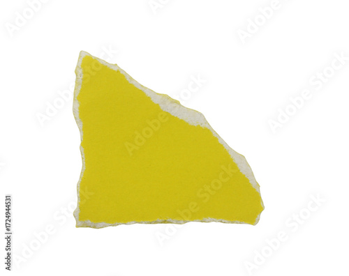 Pieces of torn or cut yellow paper, design elements isolated on white background.