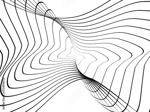 Black tangled thread background. Circular abstract pen stroke vector illustration, on a white background. Hand drawn tangled doodles. Vector illustration isolated on white background.