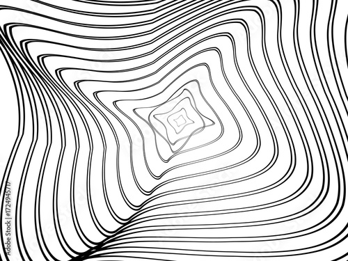 Black tangled thread background. Circular abstract pen stroke vector illustration, on a white background. Hand drawn tangled doodles. Vector illustration isolated on white background.