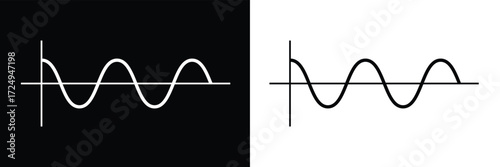 Pure sine wave inverter, amplitude voltage pure sine wave graph. isolated on white and black background. Vector illustration EPS 10 .