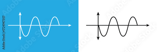 Pure sine wave inverter, amplitude voltage pure sine wave graph. isolated on white and black background. Vector illustration EPS 10 .