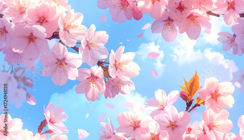 Spring blossoms against a vibrant sky