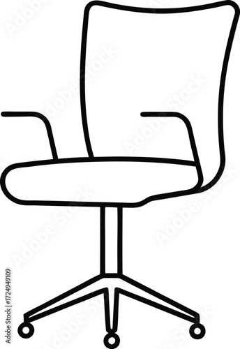 minimalist abstract line art office chair illustration on transparent