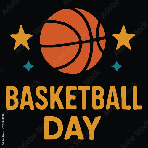 Basketball Sports Icon Illustration with Stars for Creative Poster