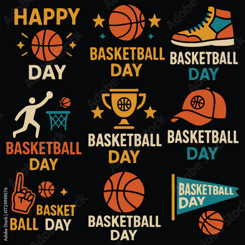 Happy Basketball Day Seamless Pattern Background Illustration