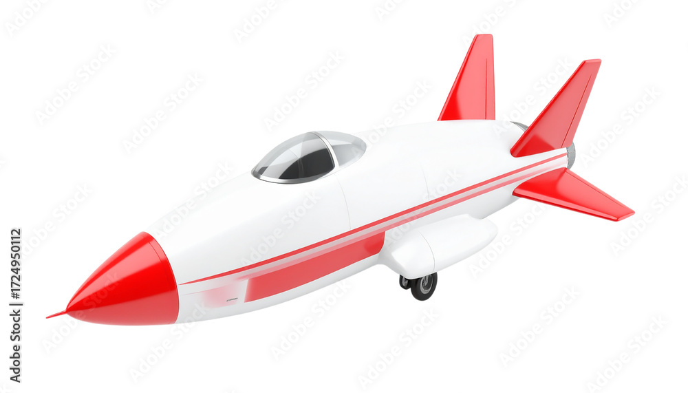Obraz premium White and red toy airplane glides with transparent background, ideal for product photography and posters.