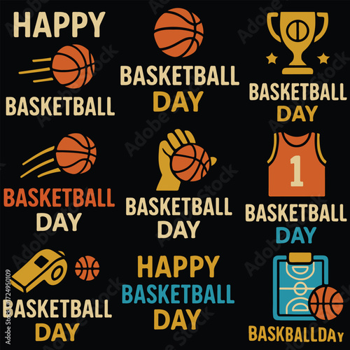 Basketball Day Repeated Pattern Background Illustration Design