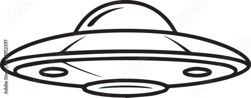 Classic flying saucer silhouette icon for sci fi and alien themed designs