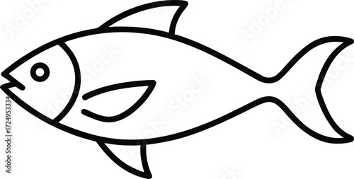 minimalist single line art fish silhouette variation illustration on transparent