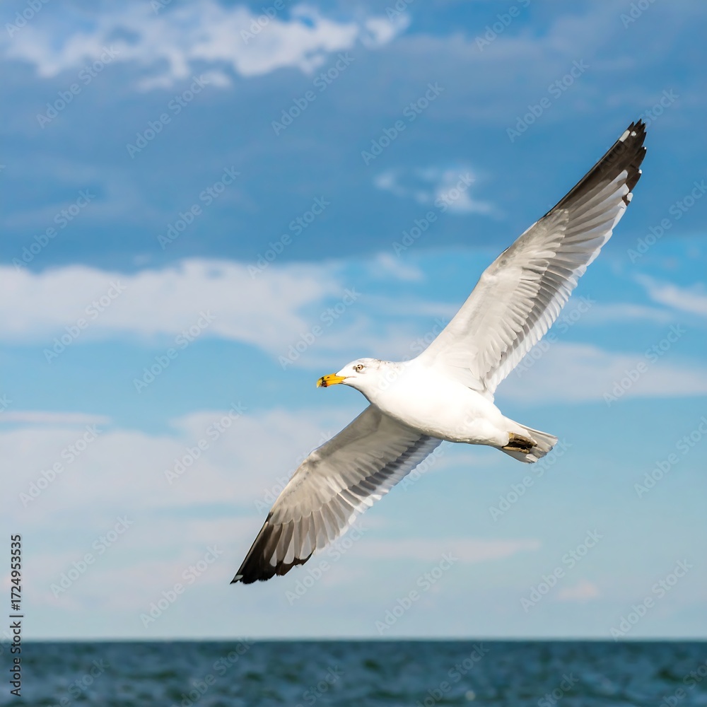 Fototapeta premium Seagull soaring above the ocean