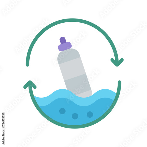 Recycled Ocean Plastic icon vector image. Suitable for mobile apps, web apps and print media.
