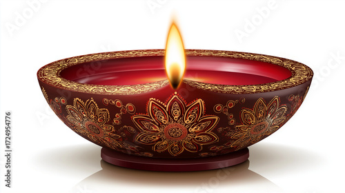 Beautiful diwali diya oil lamp hindu festival of lights traditional indian decoration