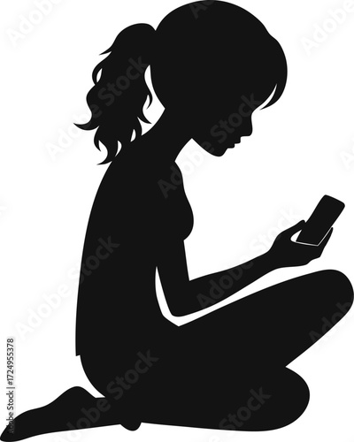 silhouettes of woman  on cell phone
