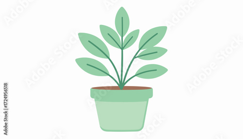 Cute indoor house plant in pot cartoon vector illustration