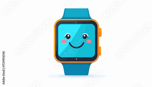  Cute smartwatch character with friendly smiling screen