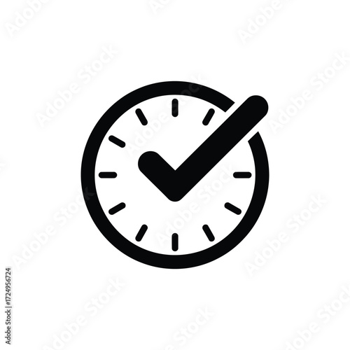 Clock with checkmark symbol indicating success or completion