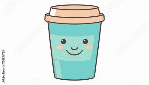 Flat vector illustration of takeaway coffee cup 