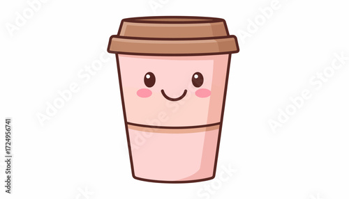 Flat vector illustration of takeaway coffee cup 