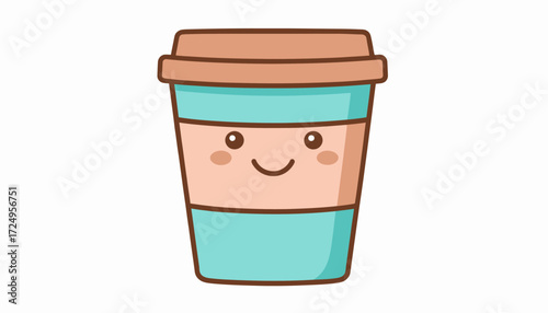 Flat vector illustration of takeaway coffee cup 