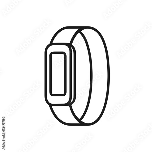 Fitness tracker band icon in minimalist style, black and white, health tech concept