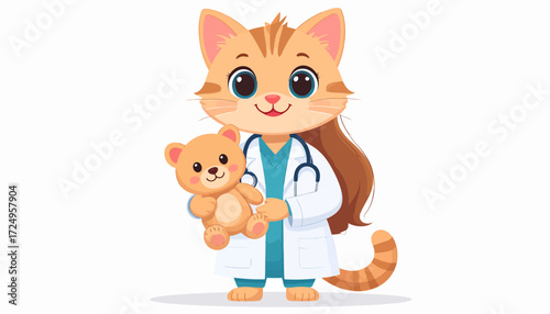 Sweet cartoon cat pediatrician 