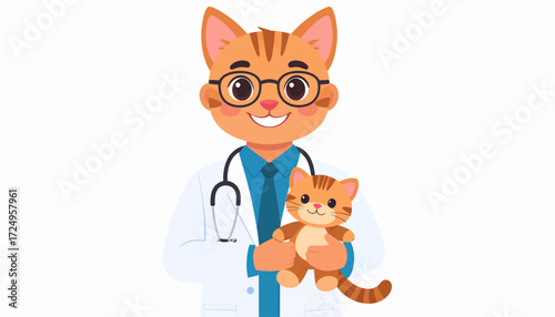 Sweet cartoon cat pediatrician 