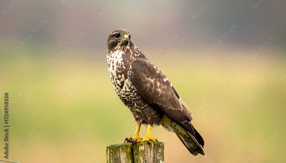 Fototapeta premium Raptor perched on a post