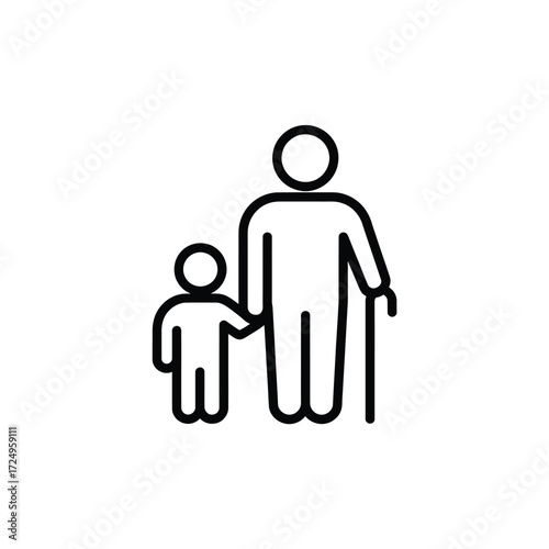 Icon of an adult and child holding hands with a cane