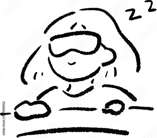 アイマスクで寝る女性のイラスト