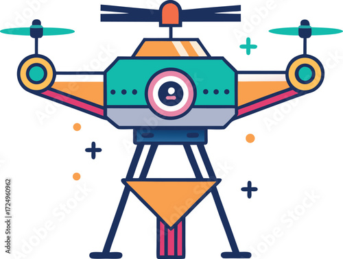Modern ai drone displays augmented reality information for future projects vector