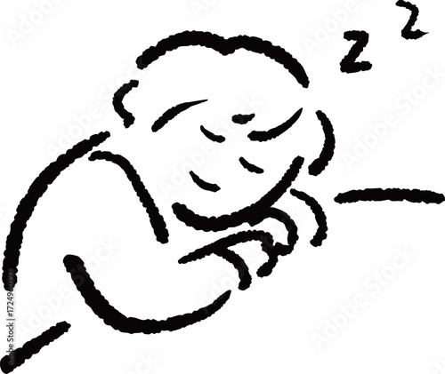 机で寝る人のイラスト