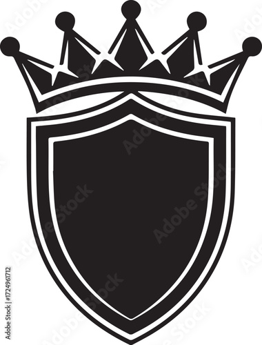 Royal emblem silhouette crowned shield crest symbol of power authority and nobility for design