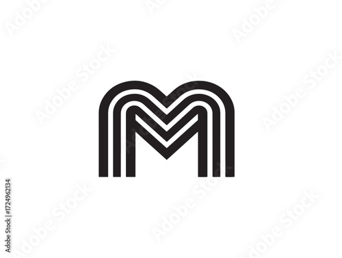 Professional M logo vector stock artwork in clean outline
