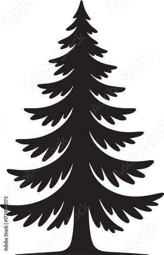 Evergreen conifer tree silhouette majestic pine forest nature element