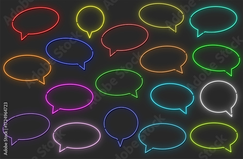ネオン吹き出しセット カラフル〜Neon speech bubble set colorful〜