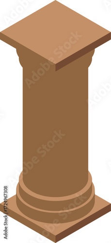 Isometric projection of a classic architectural column, showcasing its sturdy design and elegant form