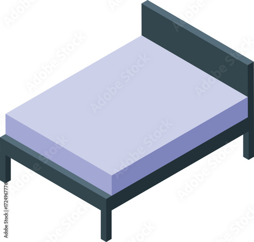 Isometric single bed with soft mattress and headboard, offering a comfortable and restful sleeping experience
