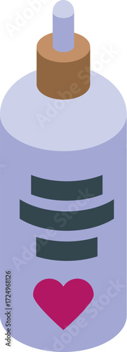 Intimate gel bottle with heart symbol expressing love, care, and affection in intimate relationships