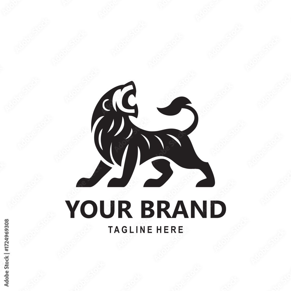 Fototapeta premium the roaring lion logo is black