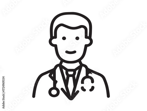 Professional Medical Student Outline Vector Illustration Icon