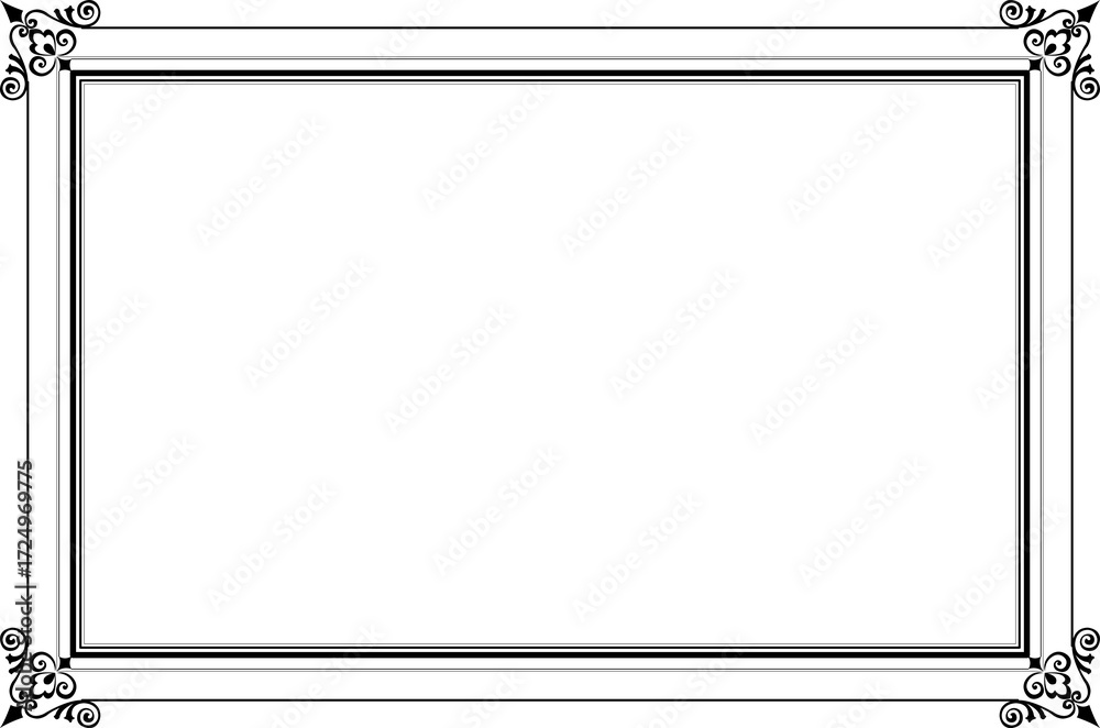 custom made wallpaper toronto digitalElements of ornate vintage frames. Border black lines swirls motifs. Design print for greeting cards, wedding invitations, restaurant menu, royal certificates. Set 1008
