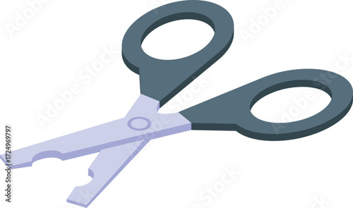 Isometric view of specialized pet nail scissors designed for safe and effective claw trimming