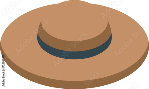 Sun hat with wide brim and dark ribbon offering protection from the sun during outdoor activities