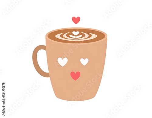 Cute Latte Cup with Lovey Heart Design.