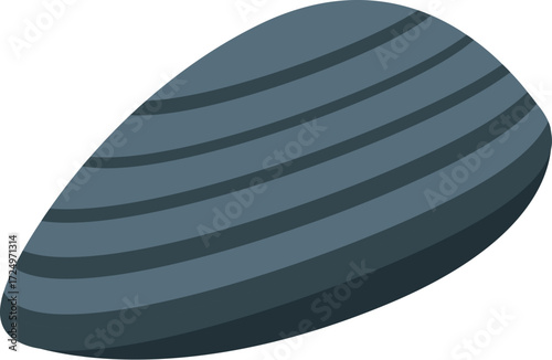 Simple vector illustration of a closed mussel shell, representing seafood, oceans, and marine life